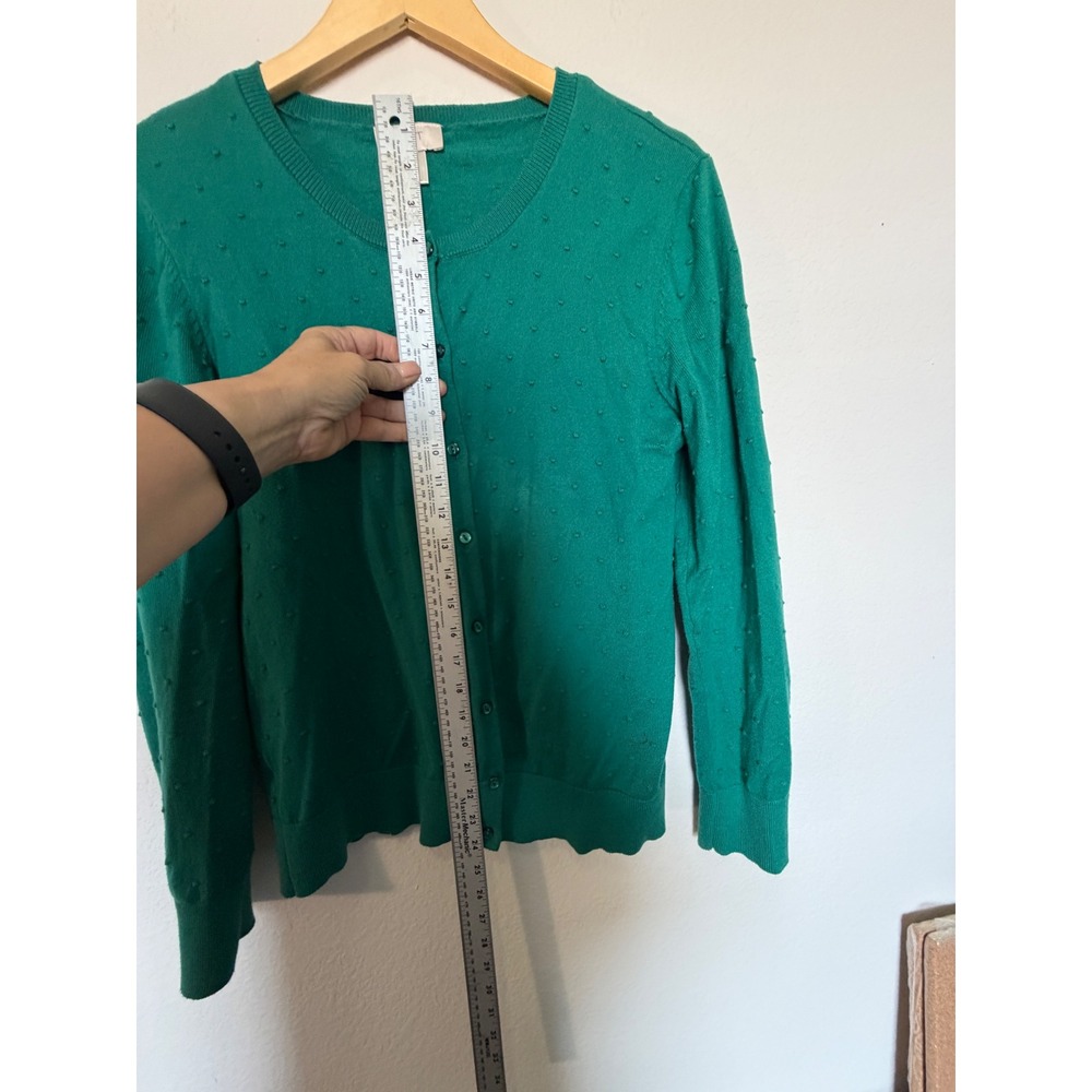 LOFT Outlet XL Green Swiss Dot Cotton Cardigan Button Front Sweater - Picture 15 of 17
